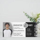 Afstuderen Ticket Party Invitation TKT313 Black Kaart (Staand voorkant)
