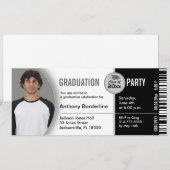 Afstuderen Ticket Party Invitation TKT313 Black Kaart (Voorkant / Achterkant)