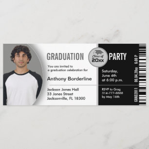 Afstuderen Ticket Party Invitation TKT313 Black Kaart