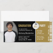 Afstuderen Ticket Party Invitation TKT313 Gold Kaart (Voorkant / Achterkant)