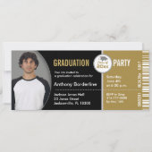 Afstuderen Ticket Party Invitation TKT313 Gold Kaart (Voorkant)