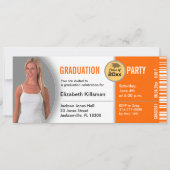 Afstuderen Ticket Party Invitation TKT313 Oranje Kaart (Voorkant)