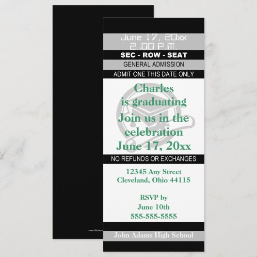 Afstuderen Ticket Party-uitnodiging Kaart (Voorkant / Achterkant)