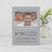 Afstuderen Ticket Photo nodigt uit: Zilver Kaart (Staand voorkant)