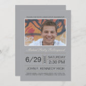 Afstuderen Ticket Photo nodigt uit: Zilver Kaart (Voorkant / Achterkant)