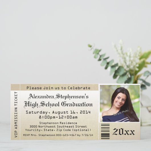 Afstuderen Ticket-uitnodigingen Kaart (Staand voorkant)