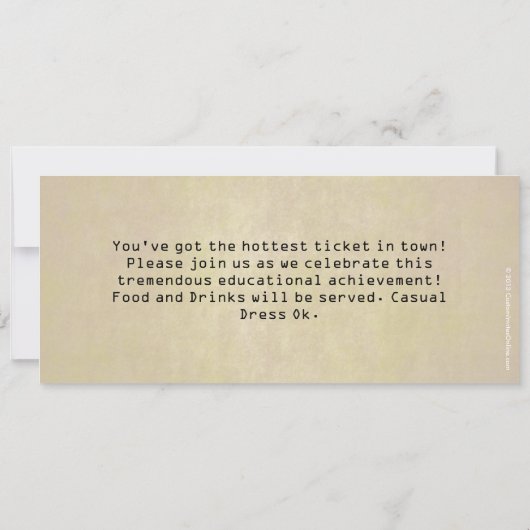 Afstuderen Ticket-uitnodigingen Kaart (Achterkant)