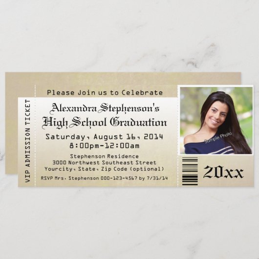 Afstuderen Ticket-uitnodigingen Kaart (Voorkant / Achterkant)