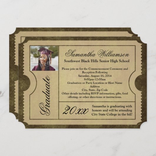 Afstuderen Ticket-uitvindingen Kaart (Voorkant / Achterkant)