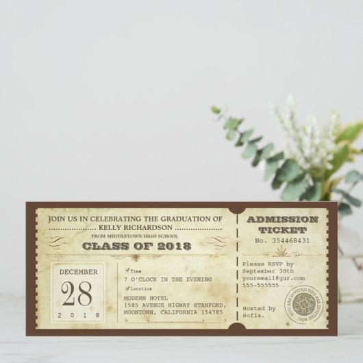  afstuderen tickets - Uitnodigingen (Staand voorkant)