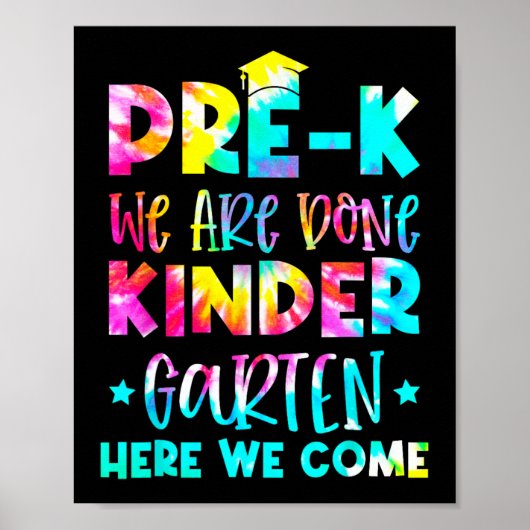 Afstuderen Tie Dye Kleuterschool Hier komen we Poster (Voorkant)