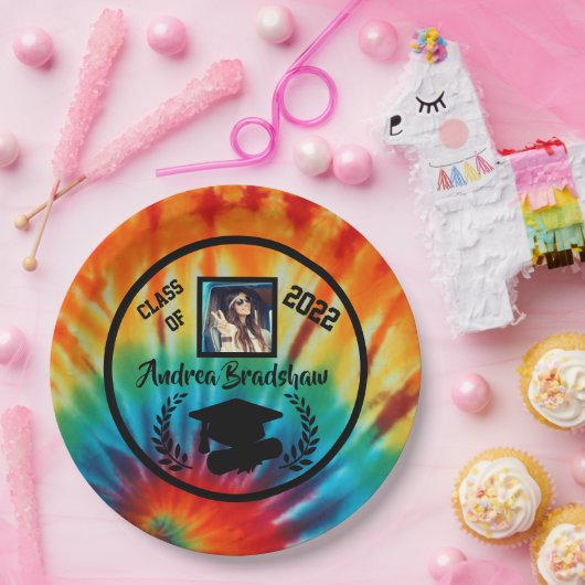 Afstuderen Tie Dye Round Papieren Bordje (Feest)