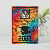 Afstuderen Tie Dye Uitnodiging (Staand voorkant)