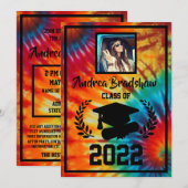 Afstuderen Tie Dye Uitnodiging (Voorkant / Achterkant)