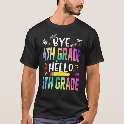 Afstuderen tot de vierde graad Hallo vijfde graad T-shirt (Voorkant)