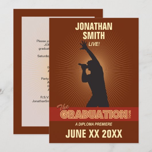 Afstuderen Tour Invitation Kaart (Voorkant / Achterkant)