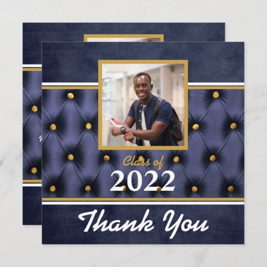 Afstuderen Traditional Navy Gold Tufed Bedankt (Voorkant / Achterkant)