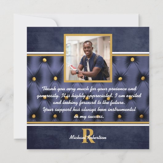 Afstuderen Traditional Navy Gold Tufed Bedankt (Achterkant)