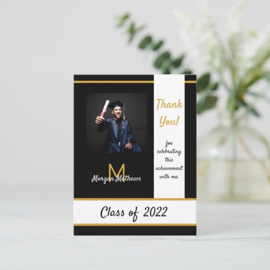 Afstuderen Traditioneel zwart Dank u Briefkaart (Staand voorkant)
