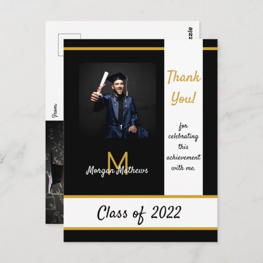 Afstuderen Traditioneel zwart Dank u Briefkaart (Voorkant / Achterkant)