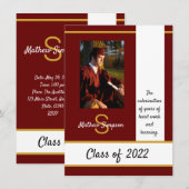 Afstuderen Traditionele donkerrode uitnodiging (Voorkant / Achterkant)