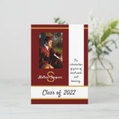 Afstuderen Traditionele donkerrode uitnodiging (Staand voorkant)