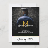 Afstuderen Traditionele zwarte uitnodiging (Achterkant)