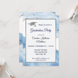 Afstuderen Trendy Blue Silver Agate Kaart