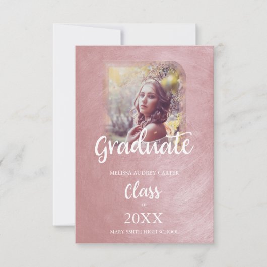 Afstuderen Trendy Blush Pink Metal Effect Texture (Voorkant)