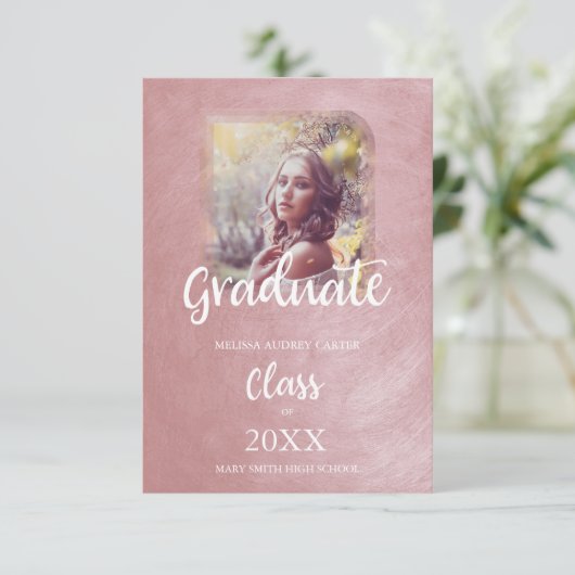 Afstuderen Trendy Blush Pink Metal Effect Texture (Staand voorkant)