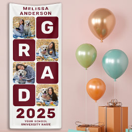 Afstuderen Trendy Bold Personalized Photo Collage Spandoek