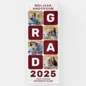 Afstuderen Trendy Bold Personalized Photo Collage Spandoek (Verticaal)