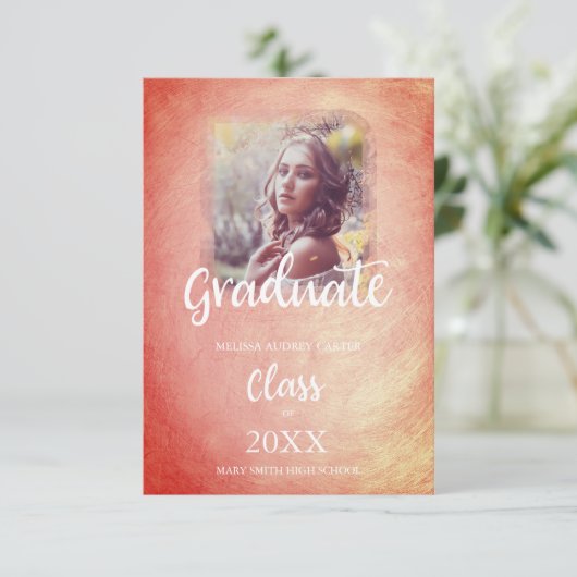 Afstuderen Trendy Oranje Metal Effect Texture (Staand voorkant)