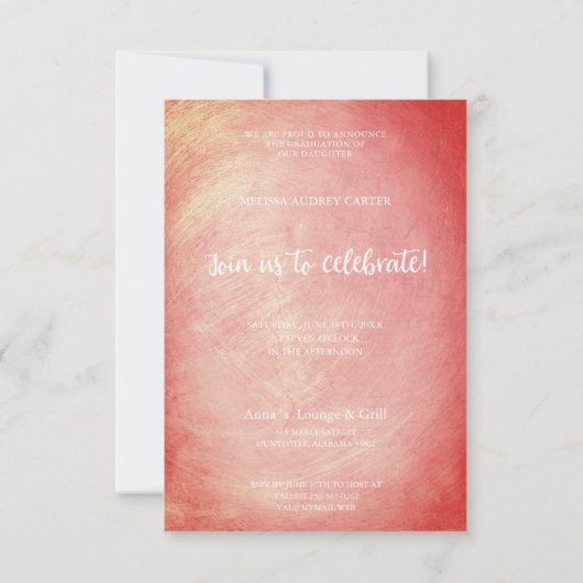 Afstuderen Trendy Oranje Metal Effect Texture (Achterkant)