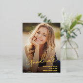 Afstuderen Trendy Script-bedekking Aangepaste foto Folie Feestdagen Briefkaart (Staand Voorkant)