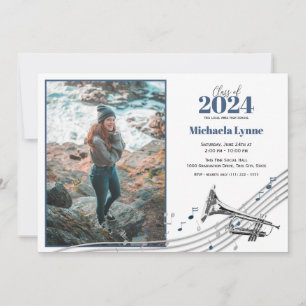 Afstuderen trompet marching band met foto kaart