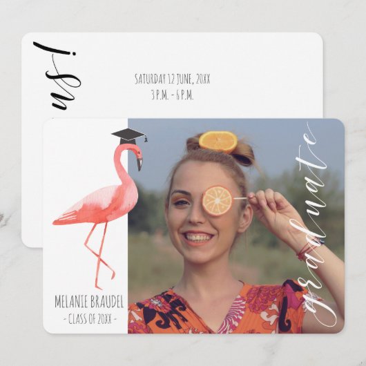Afstuderen tropische foto aankondiging uitnodiging (Voorkant / Achterkant)