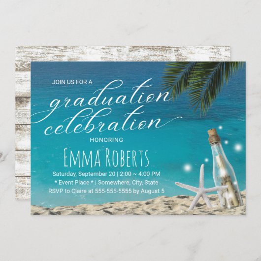 Afstuderen Tropische strandbak Beach Kaart (Voorkant / Achterkant)