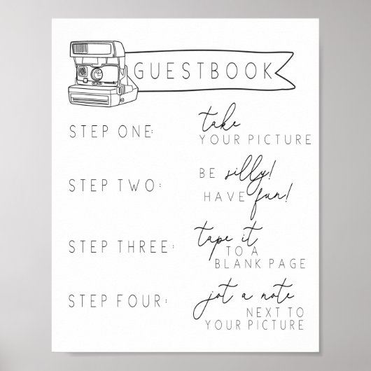 Afstuderen, Trouwen, Instant foto gastboek teken Poster (Voorkant)