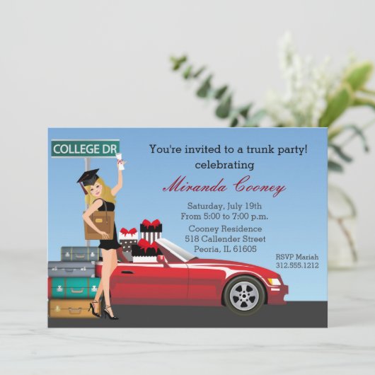 Afstuderen Trunk Party College gaat blond weg Kaart (Staand voorkant)
