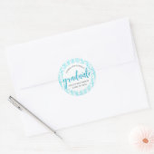 Afstuderen Turquoise Blue Glitter Confetti Script Ronde Sticker (Envelop)
