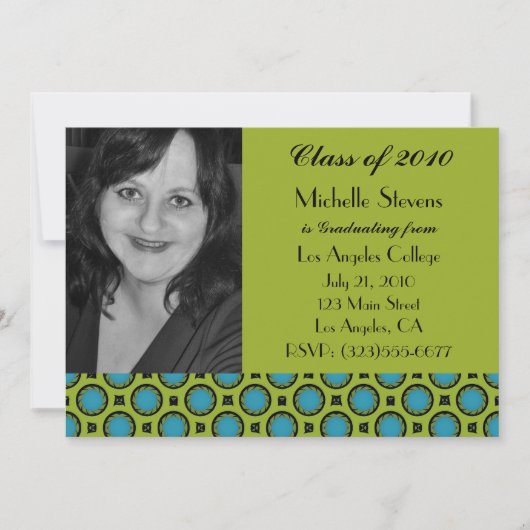 afstuderen turquoise green kaart (Voorkant)