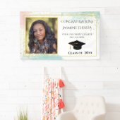 Afstuderen Turquoise Pink White Gold Confetti Spandoek (Insitu)