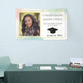 Afstuderen Turquoise Pink White Gold Confetti Spandoek (Beurs)