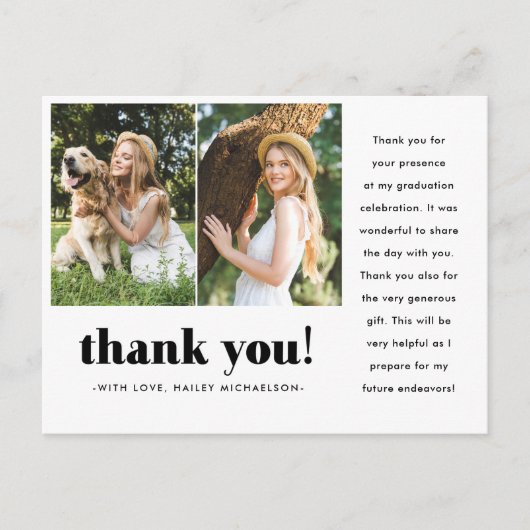 Afstuderen twee foto Foto bedankt Briefkaart (Voorkant)