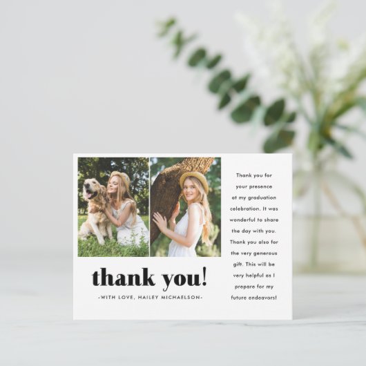 Afstuderen twee foto Foto bedankt Briefkaart (Staand voorkant)