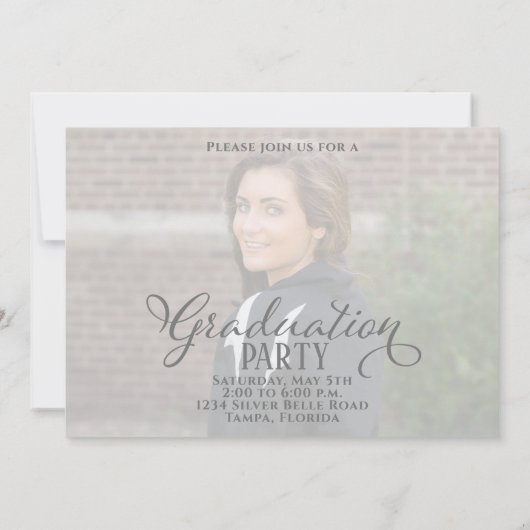 Afstuderen twee foto legant kalligrafie-script kaart (Achterkant)