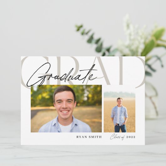 Afstuderen Type Overlay 2-foto Aankondiging (Staand voorkant)