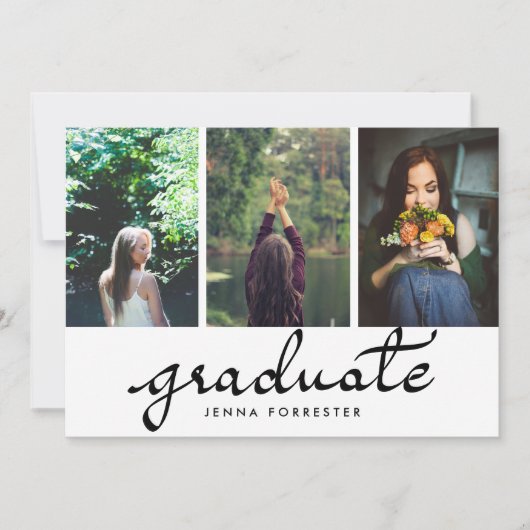 Afstuderen Typografie Drie Fotogradatie Partij Kaart (Voorkant)