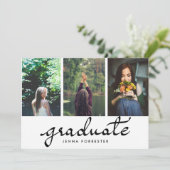 Afstuderen Typografie Drie Fotogradatie Partij Kaart (Staand voorkant)